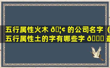 五行属性火木 🦢 的公司名字（五行属性土的字有哪些字 🐘 最好起名）